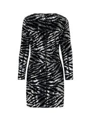 Pour Moi Black Zebra Fuller Bust Selena Velvet Sequin Mini Dress - Image 5 of 5