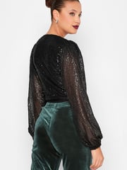 Long Tall Sally Black Sequin Bodysuit - Image 2 of 3