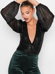 Long Tall Sally Black Sequin Bodysuit - Image 3 of 3