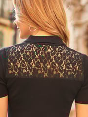 Sosandar Black Lace Insert Dress With Zip Detail - Image 5 of 5
