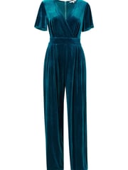Yumi Teal Blue Velvet Jumpsuit - Image 4 of 4