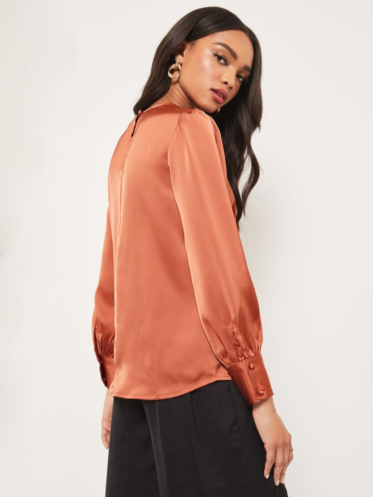 Lipsy Pink Shoulder Button Detail Long Sleeve Top - Image 2 of 4