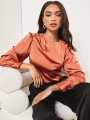 Lipsy Pink Shoulder Button Detail Long Sleeve Top - Image 4 of 4