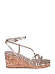 Linzi Gold Aminah Strappy Wedge Sandal With Wrap Around Ankle Strap - Image 2 of 4