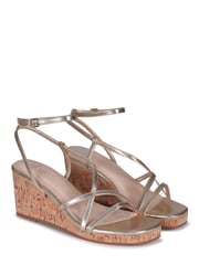 Linzi Gold Aminah Strappy Wedge Sandal With Wrap Around Ankle Strap - Image 3 of 4