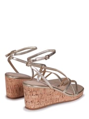 Linzi Gold Aminah Strappy Wedge Sandal With Wrap Around Ankle Strap - Image 4 of 4