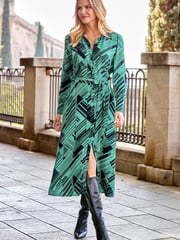 Sosandar green abstract print Midi Shirt Dress - Image 1 of 4