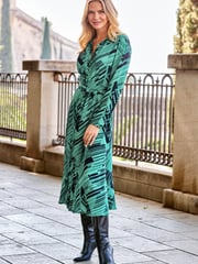 Sosandar green abstract print Midi Shirt Dress - Image 3 of 4