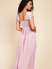 Little Mistress Pink Blush Spot Pleated Midi Dress - Image 4 of 4