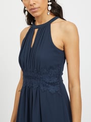 VILA Navy/Blue Halter Neck Tulle Fit And Flare Dress - Image 4 of 5