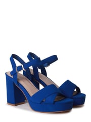 Linzi Cobalt Blue Verony Cross Front Strap Platform Heeled Sandal - Image 3 of 4