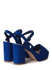 Linzi Cobalt Blue Verony Cross Front Strap Platform Heeled Sandal - Image 4 of 4