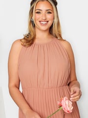 Yours Curve Pink London Occasion Pleated Maxi Dress - Image 4 of 4