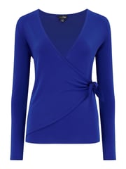 Pour Moi Cobalt Blue Bryony Slinky Recycled Jersey Wrap Top - Image 4 of 5