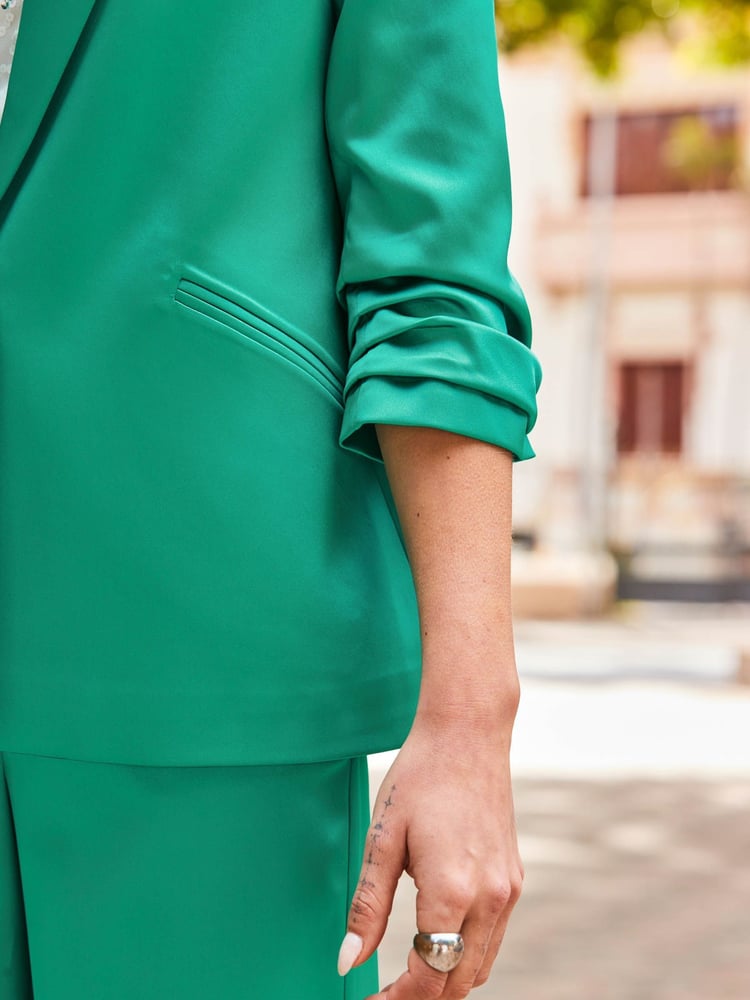 Sosandar Green Satin Relaxed Blazer - Image 6 of 6