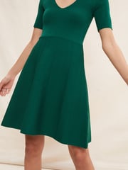 Friends Like These Green Short Sleeve Scoop Neck Knitted Fit and Flare Dress - Image 4 of 4