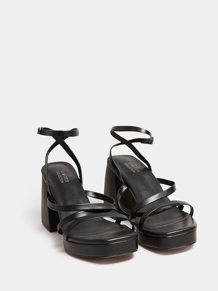 Yours Curve Black Extra Wide Fit Wide Fit Chunky Platform Strappy Sandal - Image 2 of 5