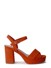 Linzi Orange Faux Suede Verony Cross Front Strap Platform Heeled Sandal - Image 2 of 4