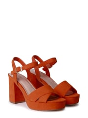 Linzi Orange Faux Suede Verony Cross Front Strap Platform Heeled Sandal - Image 3 of 4