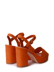 Linzi Orange Faux Suede Verony Cross Front Strap Platform Heeled Sandal - Image 4 of 4