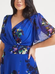 Scarlett & Jo Blue Multi Isabelle Angel Sleeve Maxi Dress - Image 2 of 4