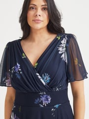 Scarlett & Jo Navy Blue Dandelion Isabelle Angel Sleeve Maxi Dress - Image 2 of 4