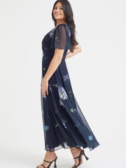 Scarlett & Jo Navy Blue Dandelion Isabelle Angel Sleeve Maxi Dress - Image 3 of 4