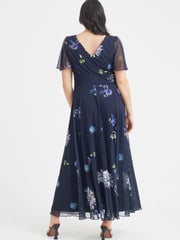 Scarlett & Jo Navy Blue Dandelion Isabelle Angel Sleeve Maxi Dress - Image 4 of 4