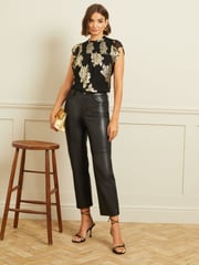 Love & Roses Black Flutter Sleeve Shell Top - Image 4 of 4