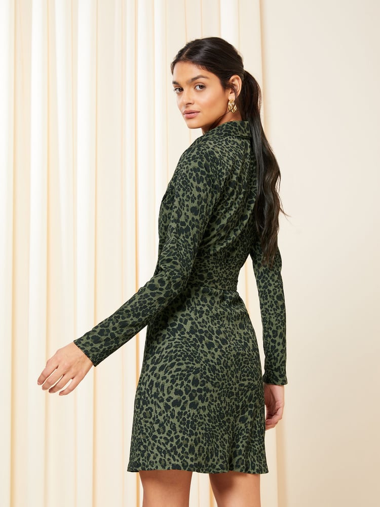 Friends Like These Khaki Belted Long Sleeve Mini Button Through Shirt Dress - Image 4 of 4 Friends Like These Khaki Belted Long Sleeve Mini Button Through Shirt Dress - Image 4 of 4