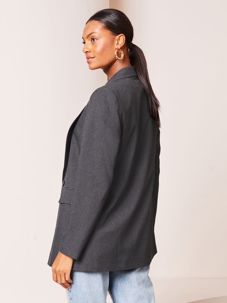 Lipsy Grey Relaxed Longline Tailored Blazer - Image 2 of 4
