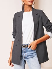 Lipsy Grey Relaxed Longline Tailored Blazer - Image 4 of 4