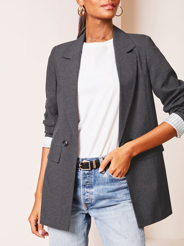 Lipsy Grey Relaxed Longline Tailored Blazer - Image 4 of 4