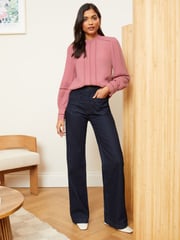 Love & Roses Rose Pink Long Sleeve Blouse With Central Pintuck Details - Image 4 of 4