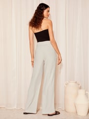 Friends Like These Grey Wide Leg Trousers With Linen - Image 4 of 4