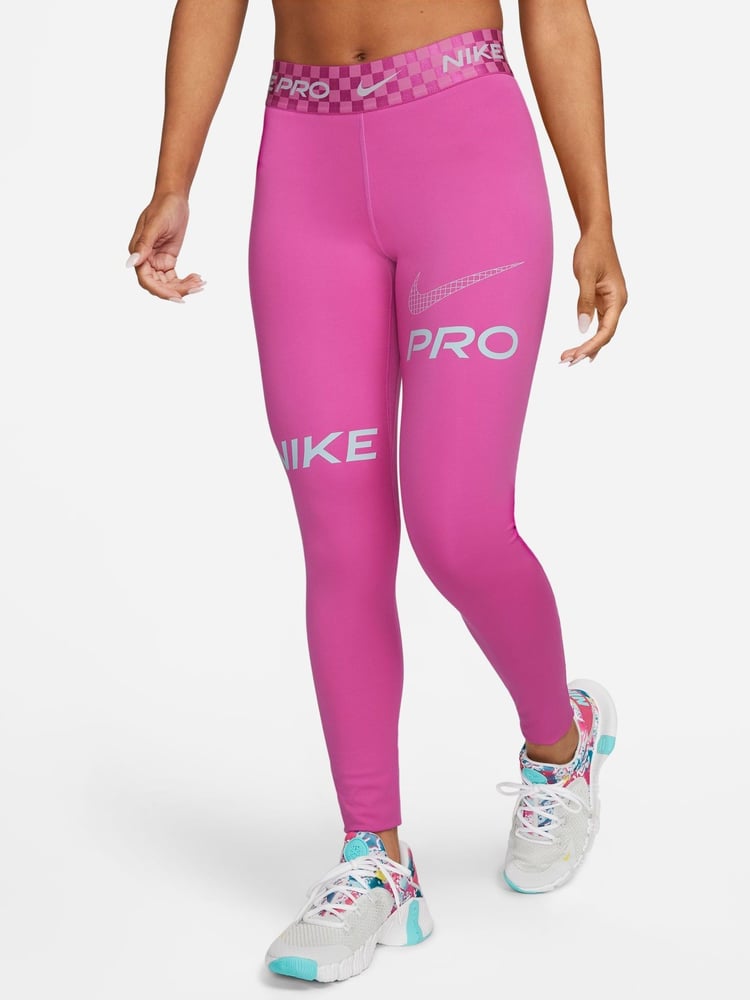Nike Pink Pro Graphic Full Length Training Leggings - Image 1 of 14