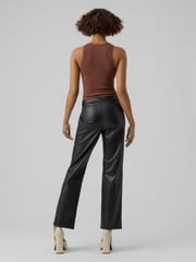 VERO MODA Black Faux Leather Straight Leg Trousers - Image 2 of 5