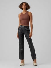 VERO MODA Black Faux Leather Straight Leg Trousers - Image 3 of 5