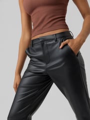 VERO MODA Black Faux Leather Straight Leg Trousers - Image 4 of 5