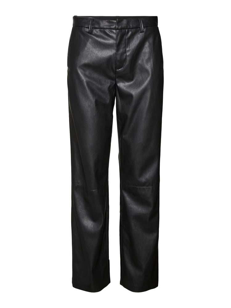 VERO MODA Black Faux Leather Straight Leg Trousers - Image 5 of 5