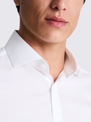 MOSS White Slim Fit Poplin Zero Iron 100% Cotton Shirt - Image 2 of 4