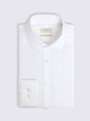 MOSS White Slim Fit Poplin Zero Iron 100% Cotton Shirt - Image 4 of 4