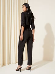 Friends Like These Black Woven Fabric Belted Waist Jumpsuit - Image 2 of 4