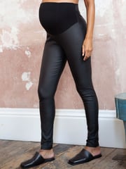 Seraphine Black Coated maternity Leggings - Image 1 of 7