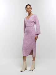 River Island Pink Zebra Crossing Wrap Midi Dress - Image 1 of 6
