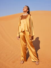 Gold Satin Long Sleeve Top - Image 2 of 6