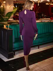 Sosandar Purple Cold Shoulder Keyhole Detail Midi Dress - Image 2 of 4
