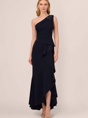 Adrianna Papell Blue Studio Beaded Knit Crepe Gown - Image 1 of 7