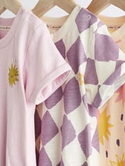 Pink Purple Skater Baby T-Shirt Rompers 3 Pack - Image 3 of 8