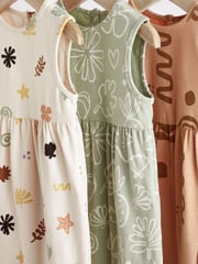Teal Blue/ Pink/ Whire Seaside Print Baby Vest Rompers 3 Pack - Image 12 of 16